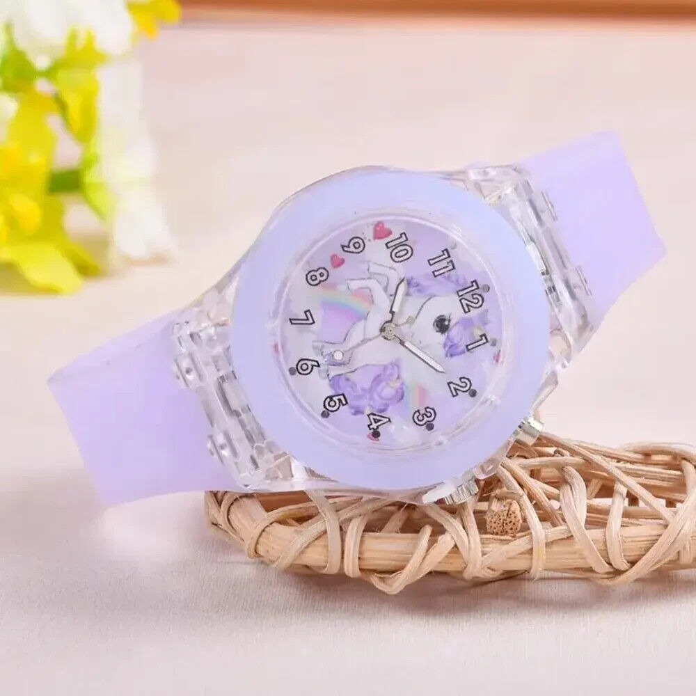 Girls Unicorn Light Watch Jewellery Gift Set Purse Earrings Necklace Bracelet