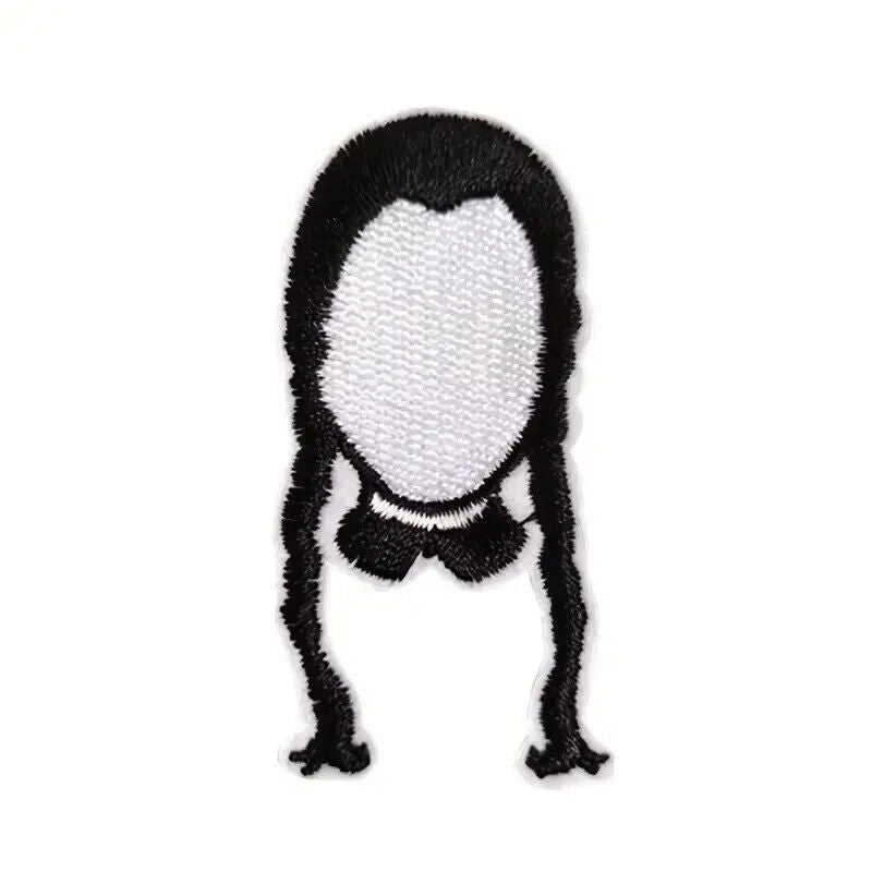 Wednesday Addams Family Silhouette Embroidered Iron On Patches Patch Black