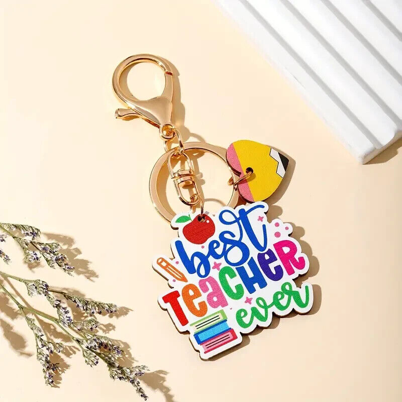 BEST TEACHER EVER KEYRING TEACHER FRIEND THANKYOU GIFT COLOUR BOOKS