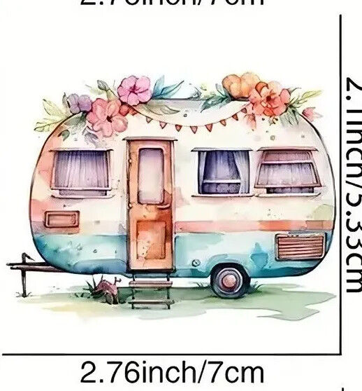 CAMPING CAMPER IRON-ON TRANSFER LOVE HIPPY FRIENDS TRAVEL GLAMP ADVENTURE FLORAL