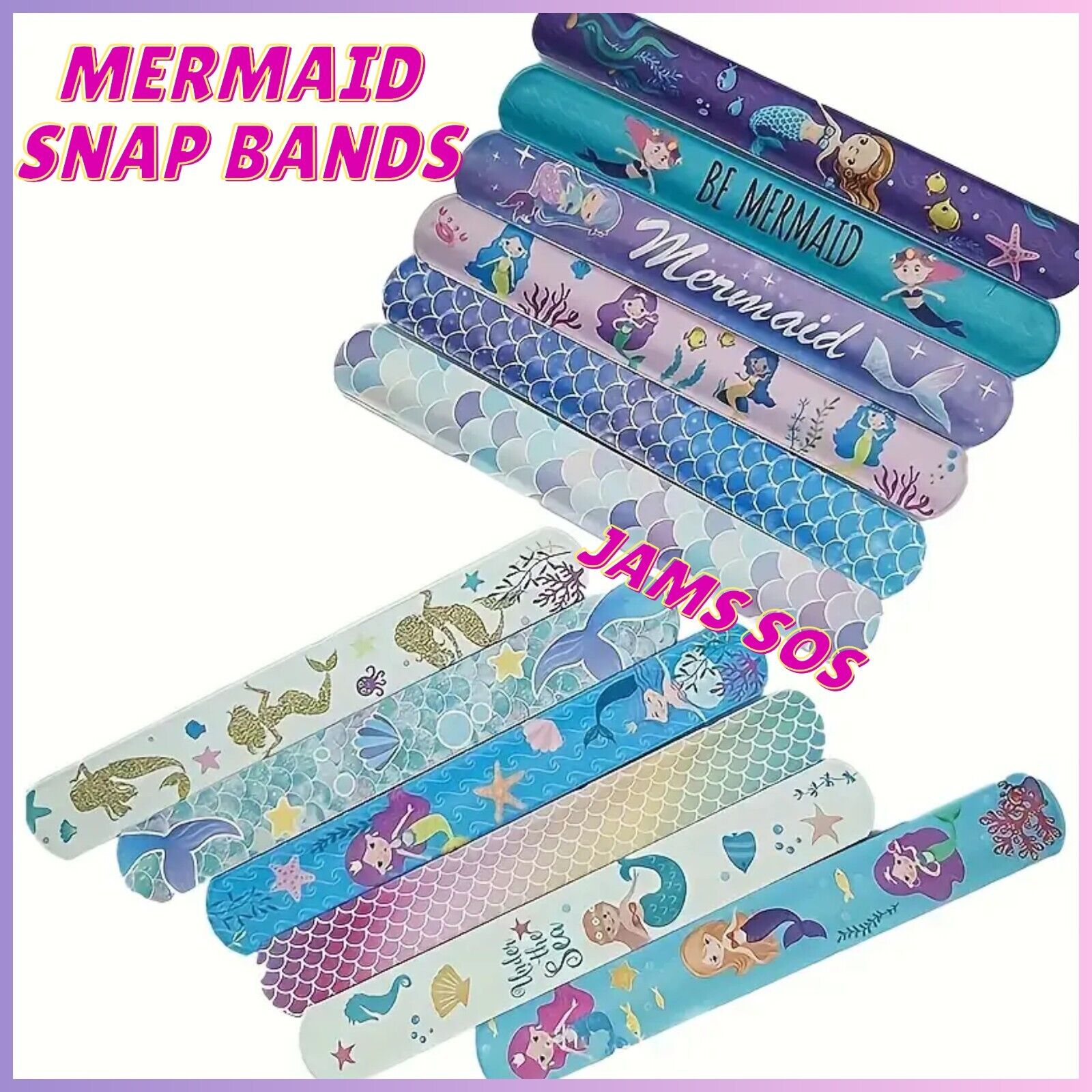 MERMAID Slap Band Snap Bracelet Kid Party Bags Favour Stocking Filler Gift