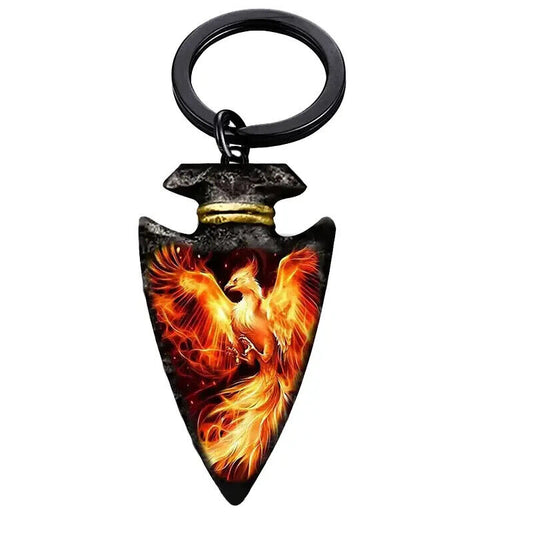 PHOENIX BIRD EAGLE FIRE ARROW HEAD  Keyring Pagan Gothic Gift KEYCHAIN