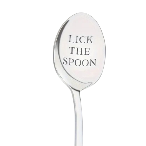 LICK THE SPOON NOVELTY Spoon COFFEE SUNDAE COCKTAIL SILVER SPECIAL ICE-CREAM