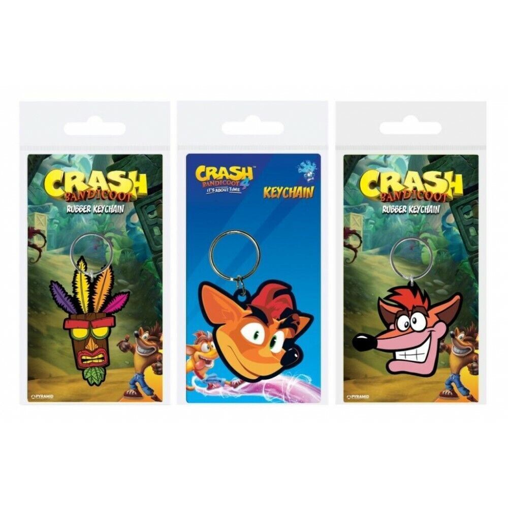 CRASH BANDICOOT 2D Chibi Rubber Keyrings ps4 ps5 xbox rumble nitro kart mutant