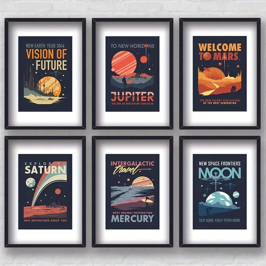 SPACE FUTURISTIC CANVAS Wall Art Movie Poster Print Picture ASTROLOGY PLANETS A5