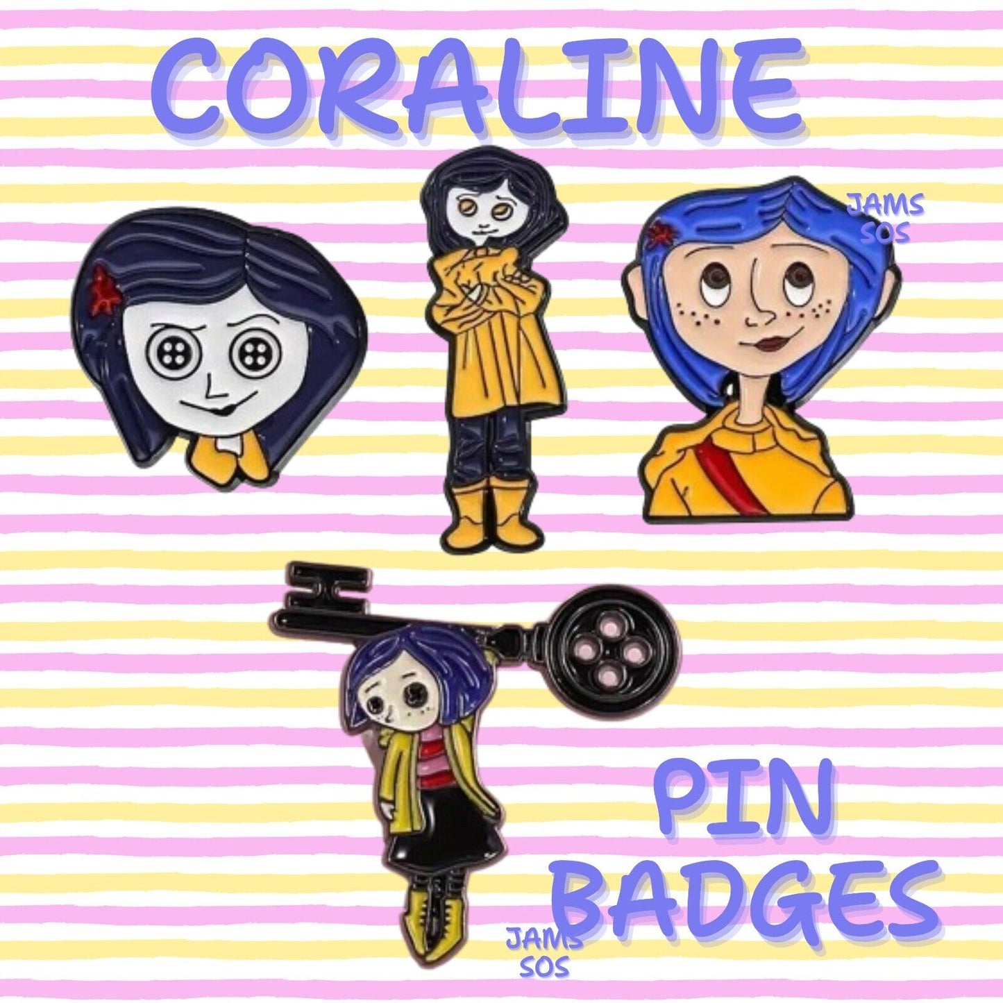 Coraline Doll Pin Enamel Metal Badge Lapel Button Cult Movie Neil Gaiman Book