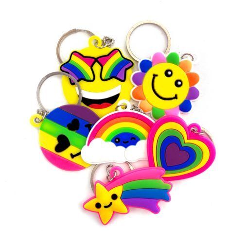 NOVELTY KEYRING RAINBOW BRIGHT OWL CAT MOUSE UNICORN DEER DOG FILLER PARTY