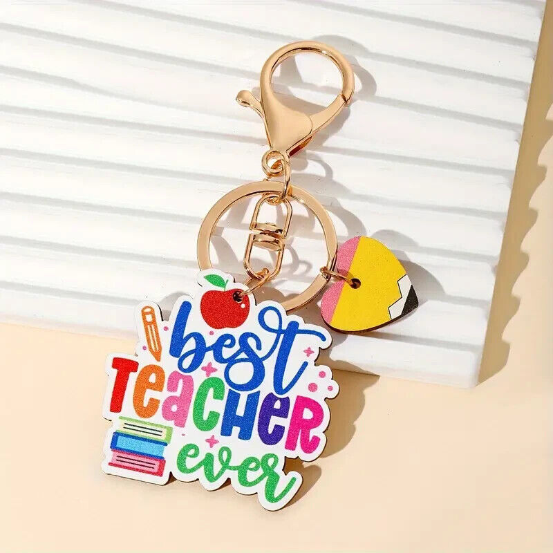 BEST TEACHER EVER KEYRING TEACHER FRIEND THANKYOU GIFT COLOUR BOOKS