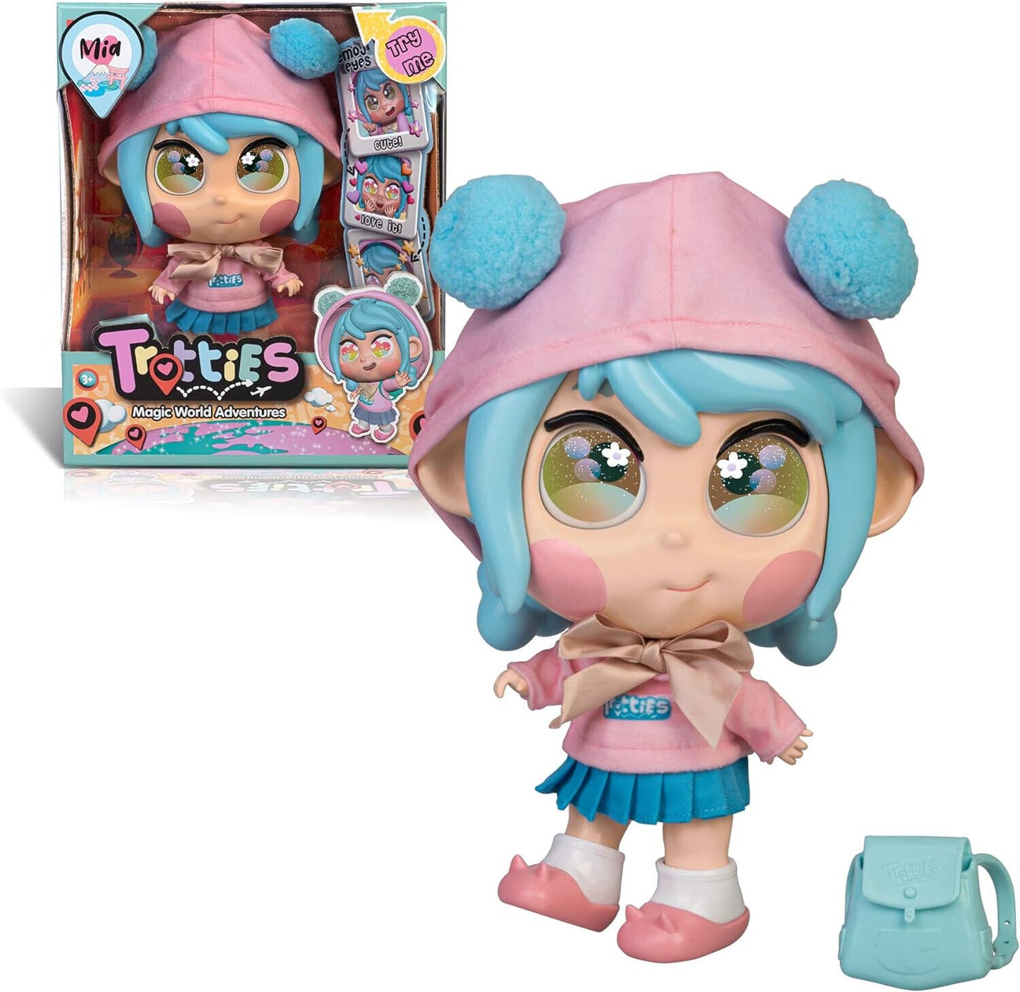 Trotties Emoti Eyes Mia Travel Dolls Animated Cartoon SERIES MAGIC WORLD ADVENTU