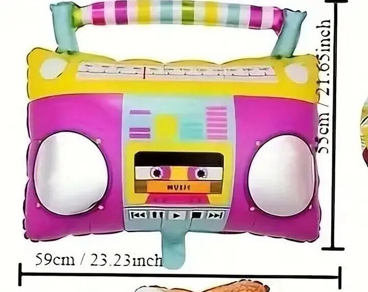 Rainbow Roller Skate Boom Box Balloons 80s 90s Retro Party Foil Balloon Girls