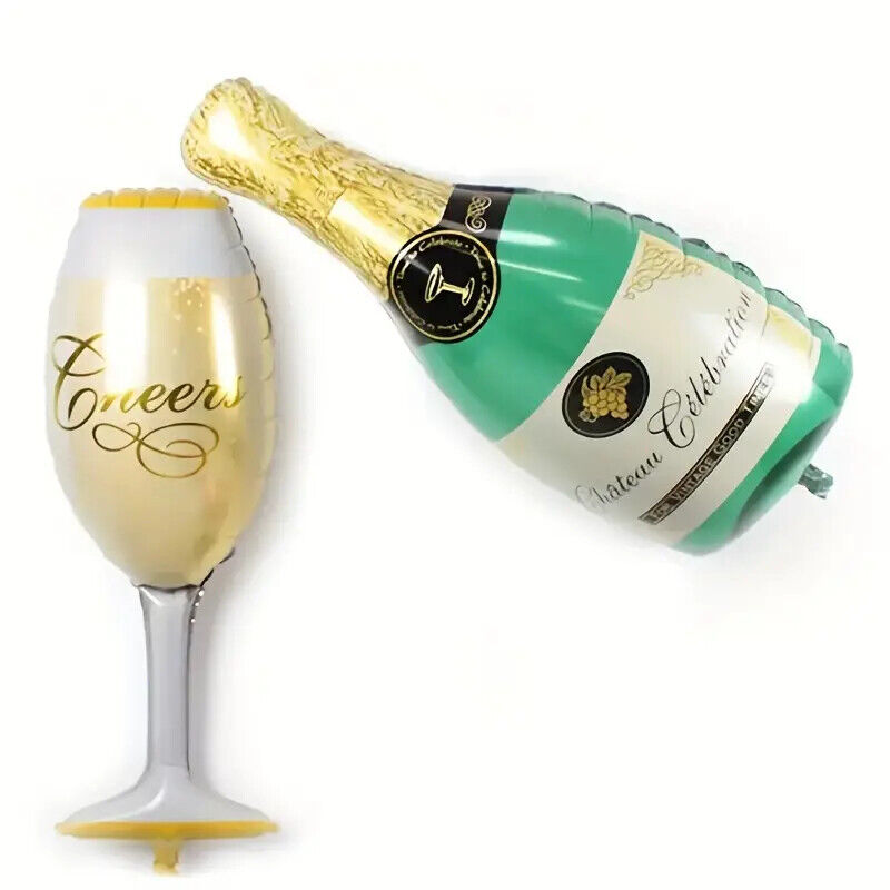 Champagne Bottle Glass Large Foil Balloon Happy Birthday Party Wedding Prom