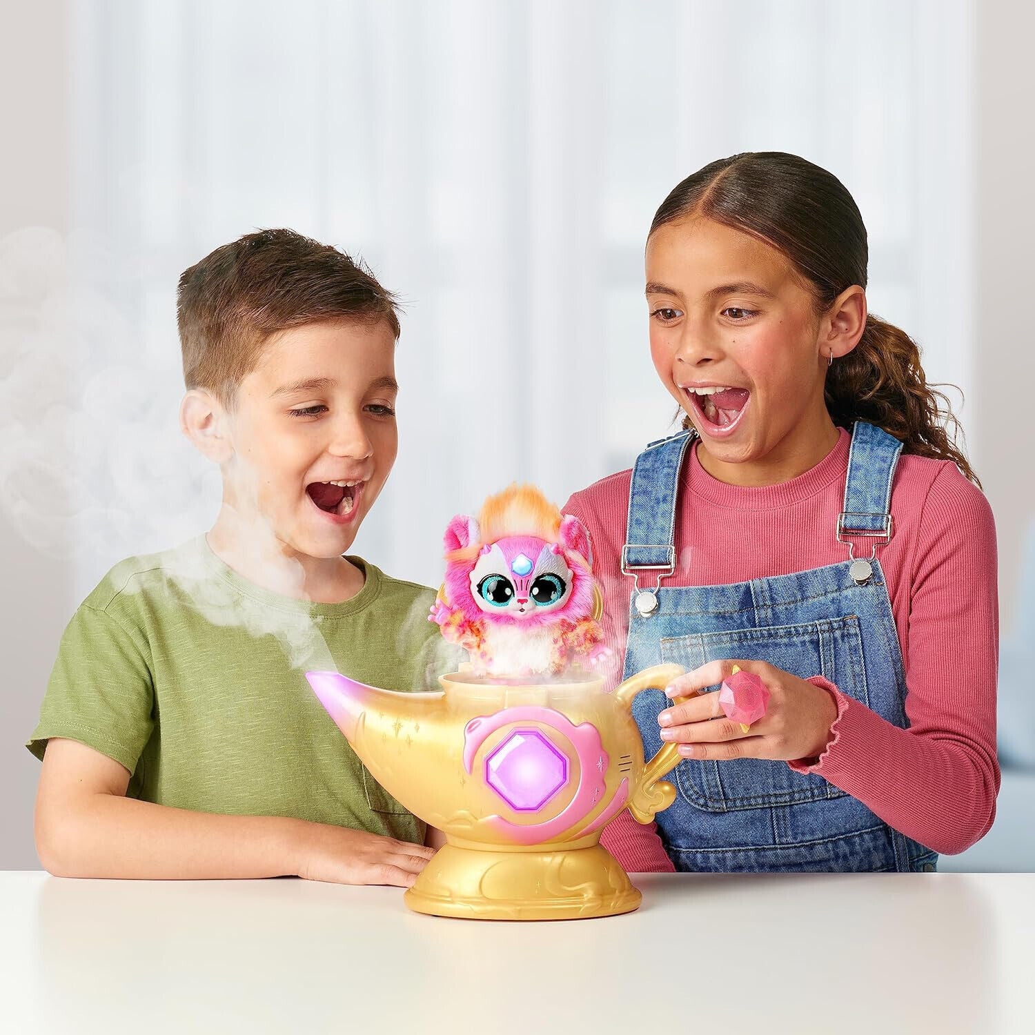 Magic Mixies Magic Genie Lamp with Interactive 8 inch PINK Plush Toy & 60+ Sound