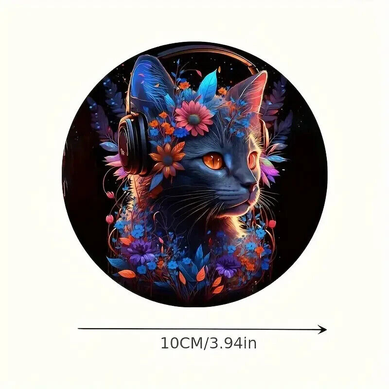 9 Beautiful NEON ABSTRACT MYSTICAL Cat Kitten Coasters Drinks Coaster Gift MAGIC