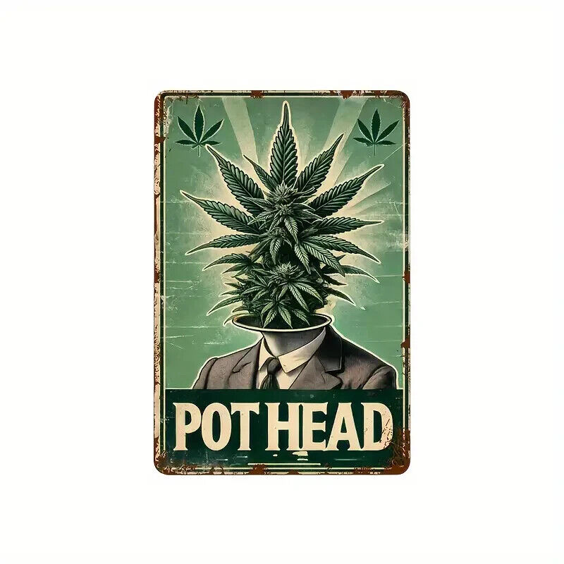 POTHEAD Tin Metal sign GIFT Art Deco CANNABIS WEED