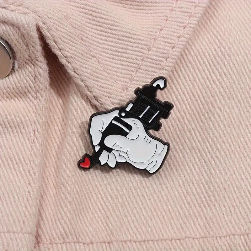 Tattoo Enamel Pin Badge Quirky Funny Humour Lapel Brooch Gift Stocking Filler