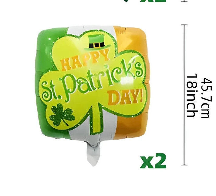 ST. PATRICKS DAY DECORATIONS Foil latex Balloons Irish Clover Confetti Balloons