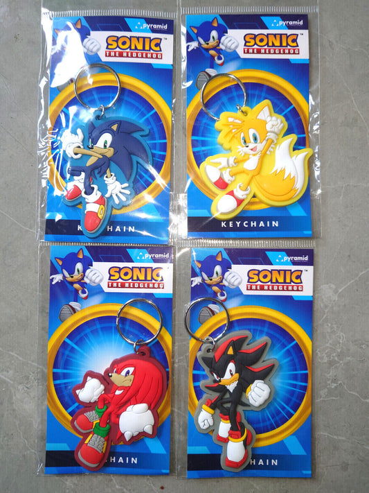 SONIC THE HEDGEHOG  Official Keyring 2D Rubber TAILS SHADOW Sega Gaming CHOOSE