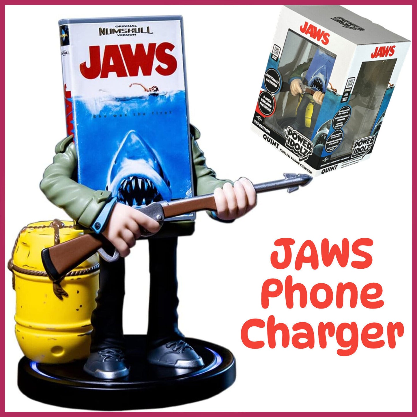 POWER IDOLZ JAWS WIRELESS CHARGING DOCK GLOWING BASE COLLECTABLE MOVIE