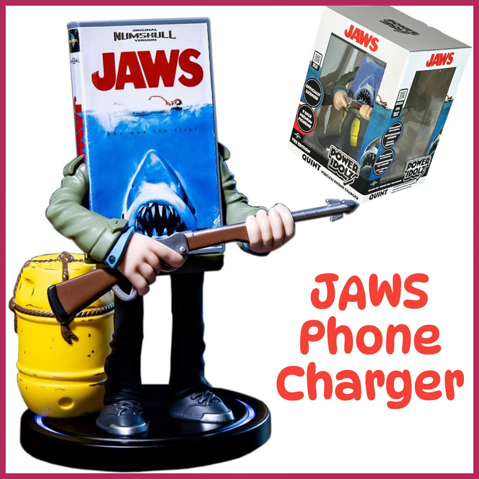 POWER IDOLZ JAWS WIRELESS CHARGING DOCK GLOWING BASE COLLECTABLE MOVIE
