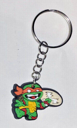 Teenage Mutant Ninja Turtles TMNT Keyring Keychain Rubber Donatello Michelangelo