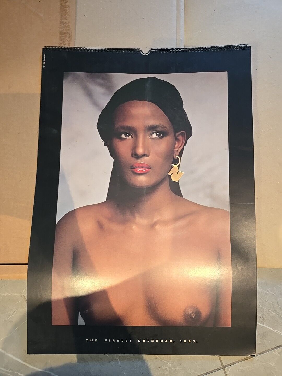 VINTAGE Pirelli 1987 printed calendar all 12 months cover original box BLACK