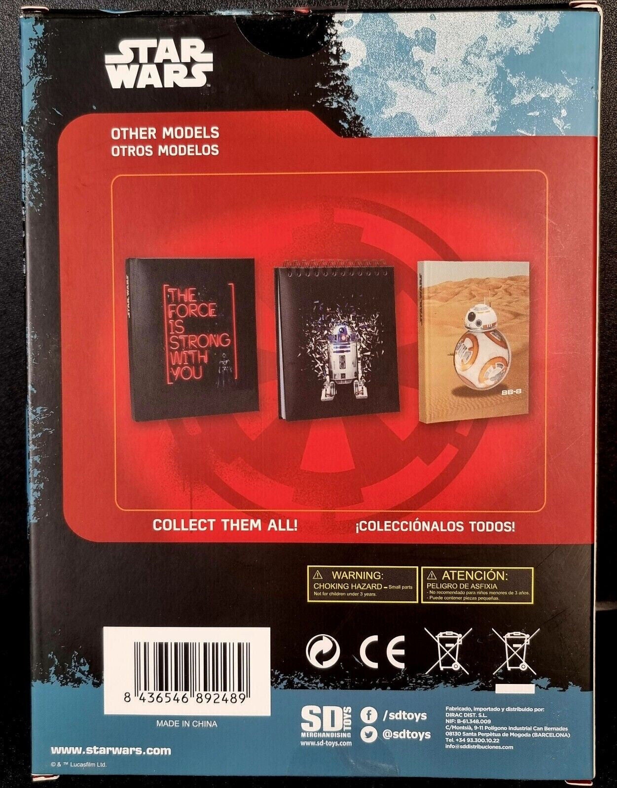 Star Wars BB8 Notebook with Lights & Movement New & Sealed YODA LUKE DISNEY