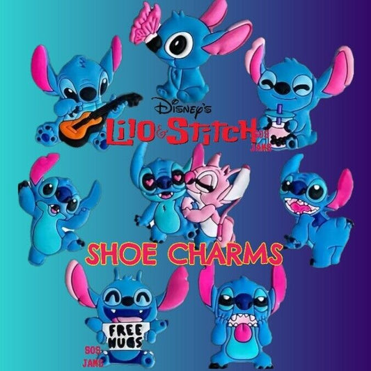 XLARGE Disney Lilo & Stitch Croc Shoe Charms Cartoon Movie lot Blue Kid Adult