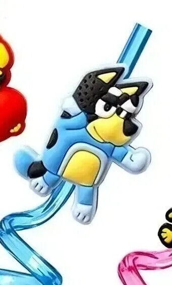 BLUEY NOVELTY CURLY STRAWS STRAW LUCKY BINGO SHAZAM CHLOE COCO CHILLI CBEEBIES