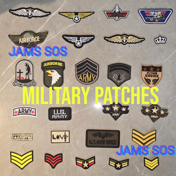 Military Army RAF Patch Badges Iron SEW TOPGUN AIRFORCE FLYING CHEVRON STAR