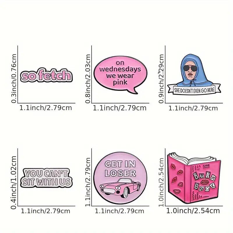 MEAN GIRLS PIN BADGE GIFT SO FETCH TEEN MOVIE BURN BOOK YOU CANT SIT WITH US