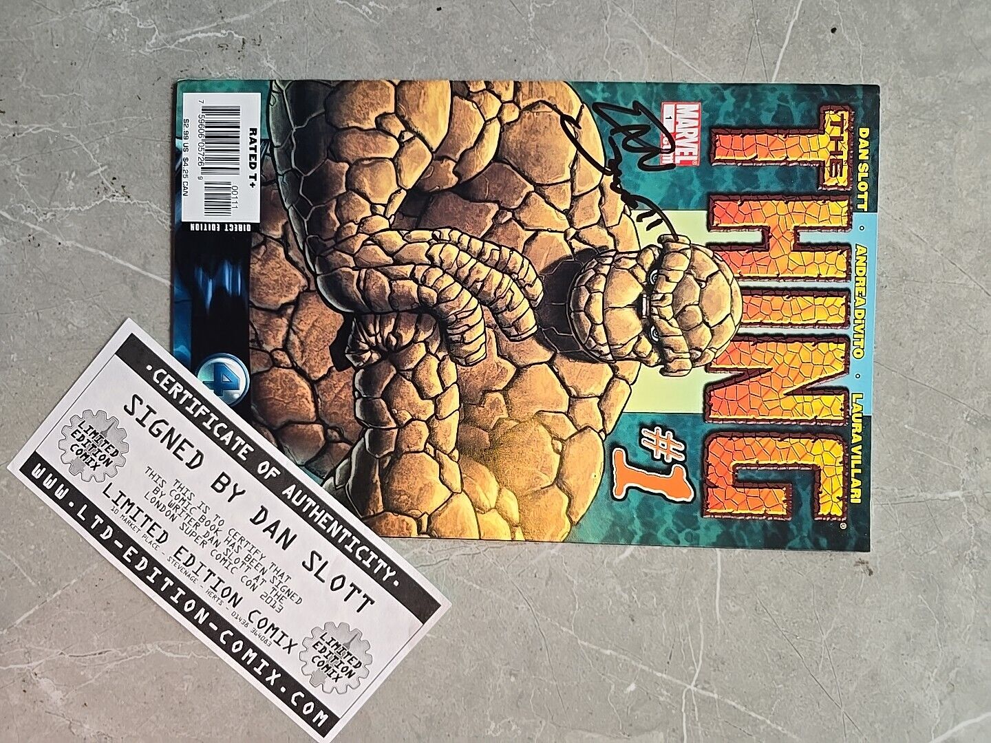 THE THING FULL SET # 1-8 2006 SIGNED BY DAN SLOTT NEVER READ MARVEL CIRTIFICATE