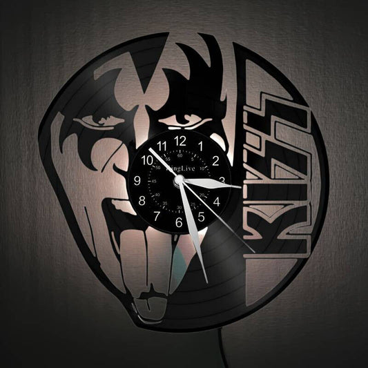KISS LIGHT UP Vinyl Record Wall Art Clock Band 12 Inch LP collectible TONGUE