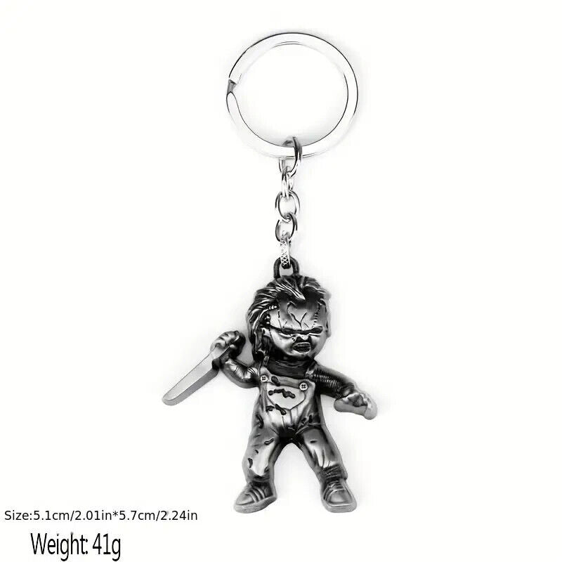 CHUCKY DOLL CHILDS PLAY FIGURE KEYRING KEYCHAIN METAL STEEL MOVIE HORROR