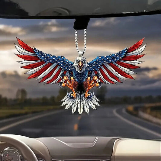 American Flag Wings Eagle Acrylic Pendant KEYRING Ornament CHRISTMAS GIFT HALLOW