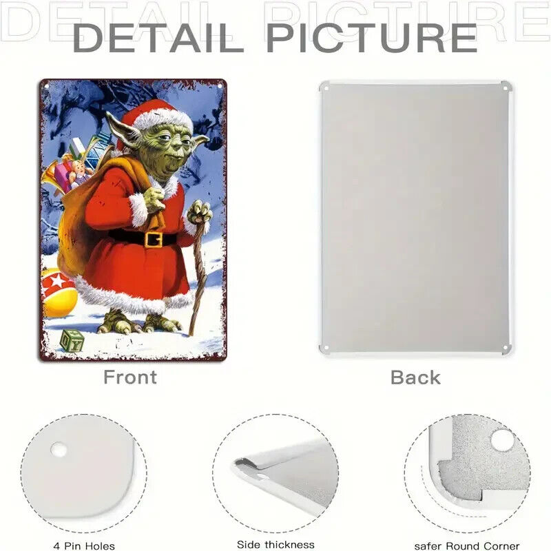 Santa Claus MASTER YODA METAL SIGN MAN CAVE BAR TOILET YODA STAR WARS XMAS TIN