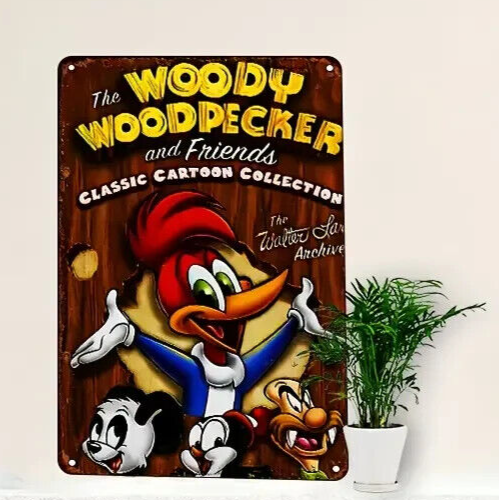 WOODY THE WOODPECKER & FRIENDS Tin Metal sign GIFT Art Deco CARTOON WARNER BROS