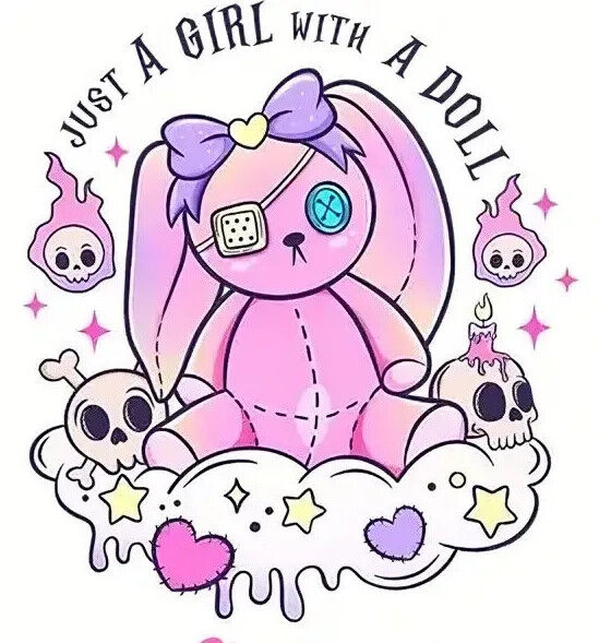 Spooky IRON-ON TRANSFER Flower Spell Pink Skull Skeleton Witch Cute Halloween
