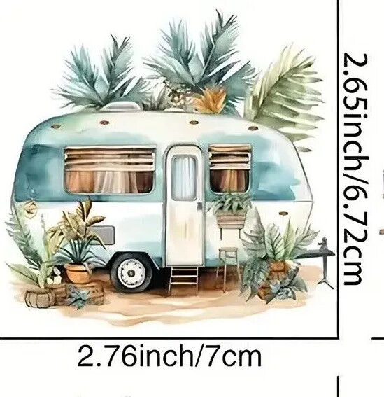 CAMPING CAMPER IRON-ON TRANSFER LOVE HIPPY FRIENDS TRAVEL GLAMP ADVENTURE FLORAL