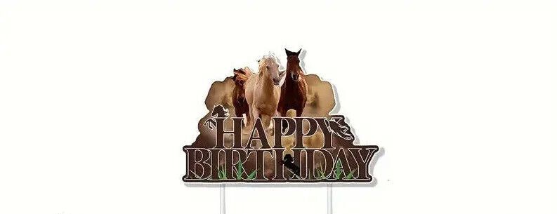 Animal Horse Theme Birthday Party Set Balloons Banners Cake Decorations BROWN