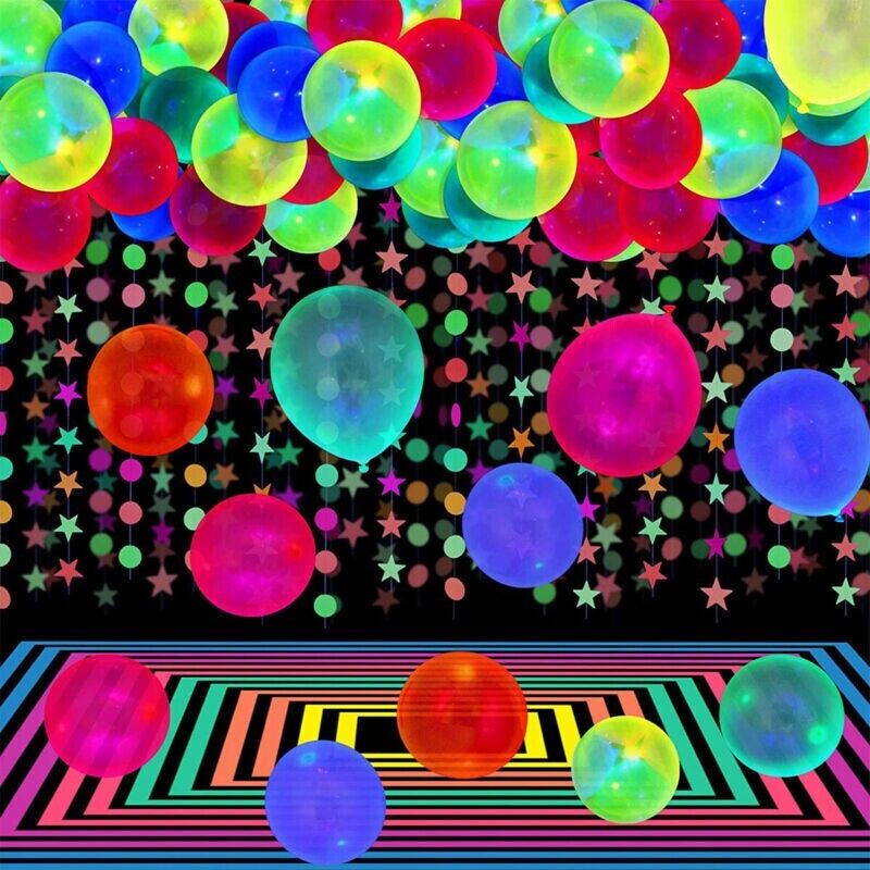 Glow Neon Fluorescent Balloons Garland UV Blacklight Birthday Party Decor UK kid