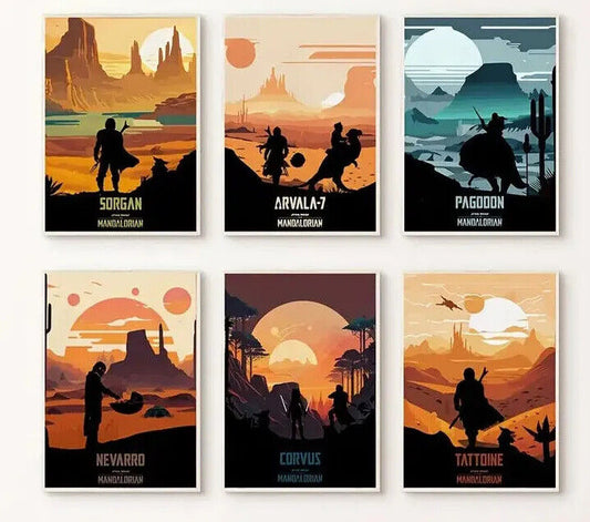 Star wars MANDALORIAN Canvas Wall Art Movie Poster Print Picture DESERT