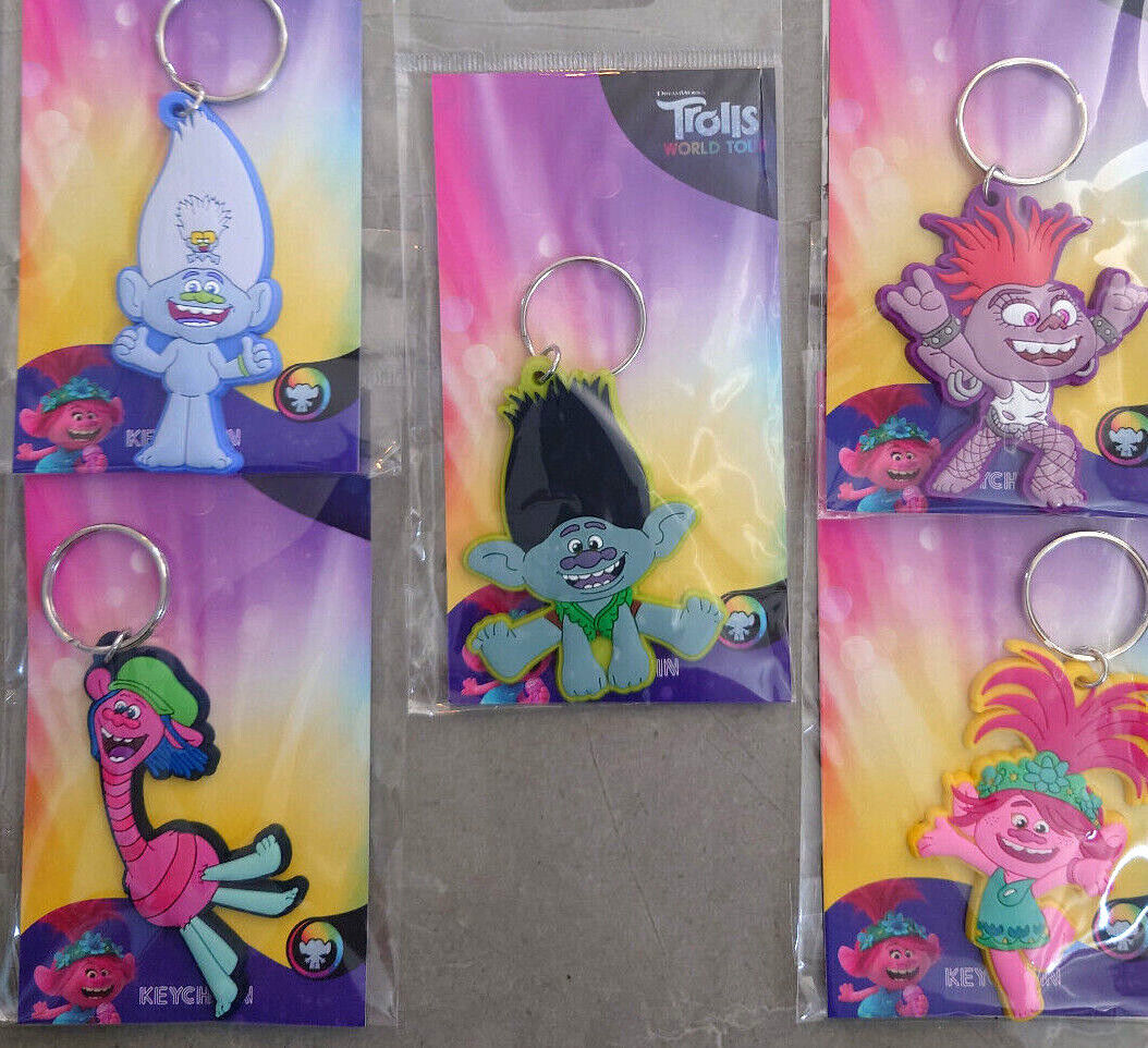 Trolls 2 Keyring Keychain Poppy Barb Branch Prince World Tour BAND TOGETHER RING