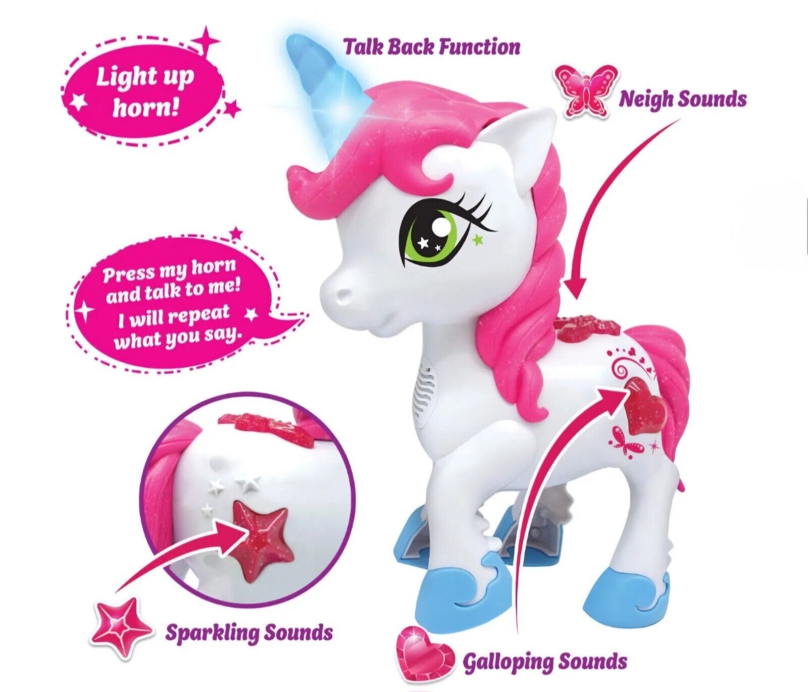 Dragon-i Little Unicorn Touch & Talk Interactive Toy Sounds Kids Toy GIRLS HORSE