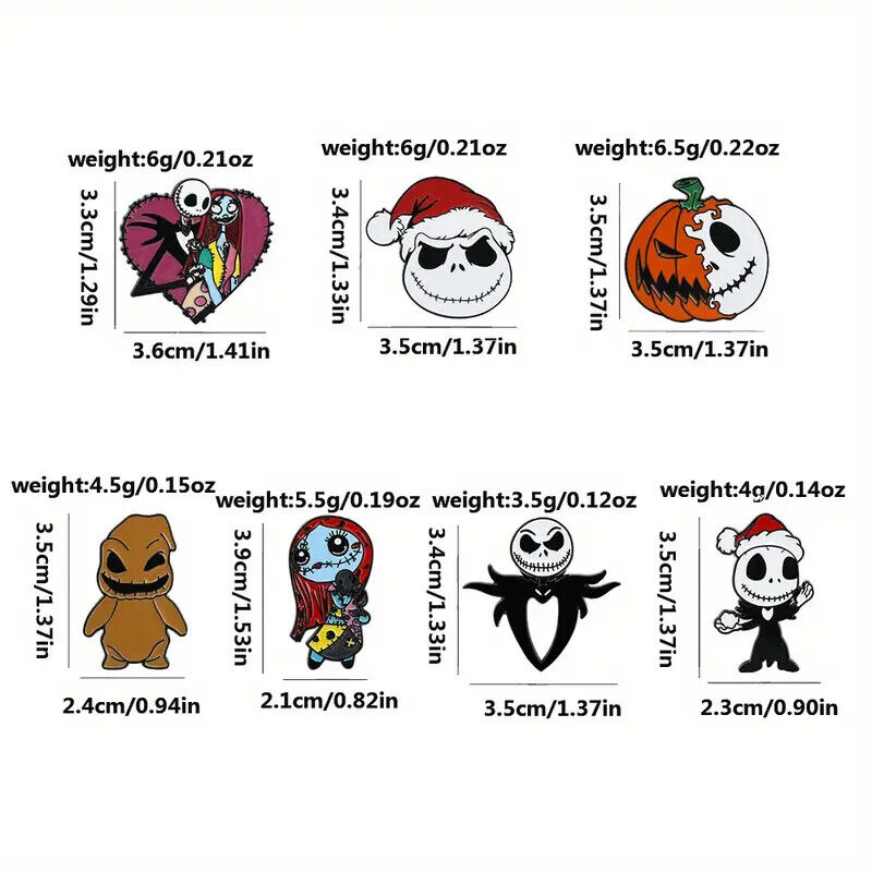 NIGHTMARE BEFORE CHRISTMAS Metal Enamel Pin Badge Retro MOVIE HORROR HALLOWEEN