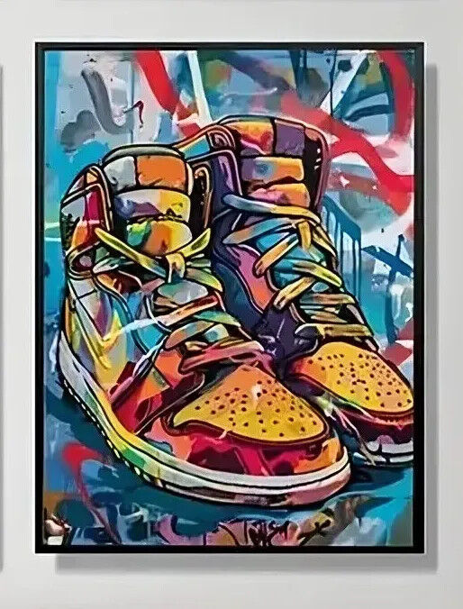 BASKETBALL NET SNEAKERS BALLS CANVAS Film Movie Art Wall PRINT SPORT MULTICOLOUR