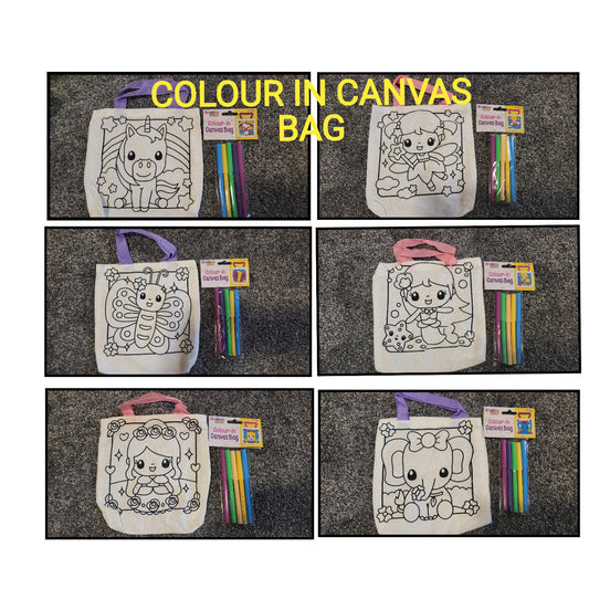 Kreative Kids Colour Your Own Canvas Bag 6 Designs 2 Collect & Colour Choose
