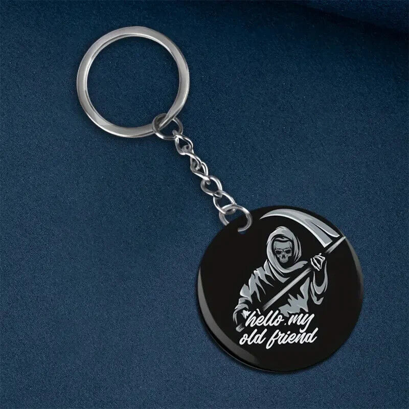 Grim Reaper Keyring HELLO MY FRIEND Keychain Clip Gift Death Cute ACRYLIC