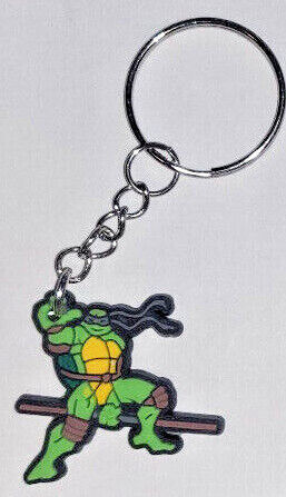 Teenage Mutant Ninja Turtles TMNT Keyring Keychain Rubber Donatello Michelangelo