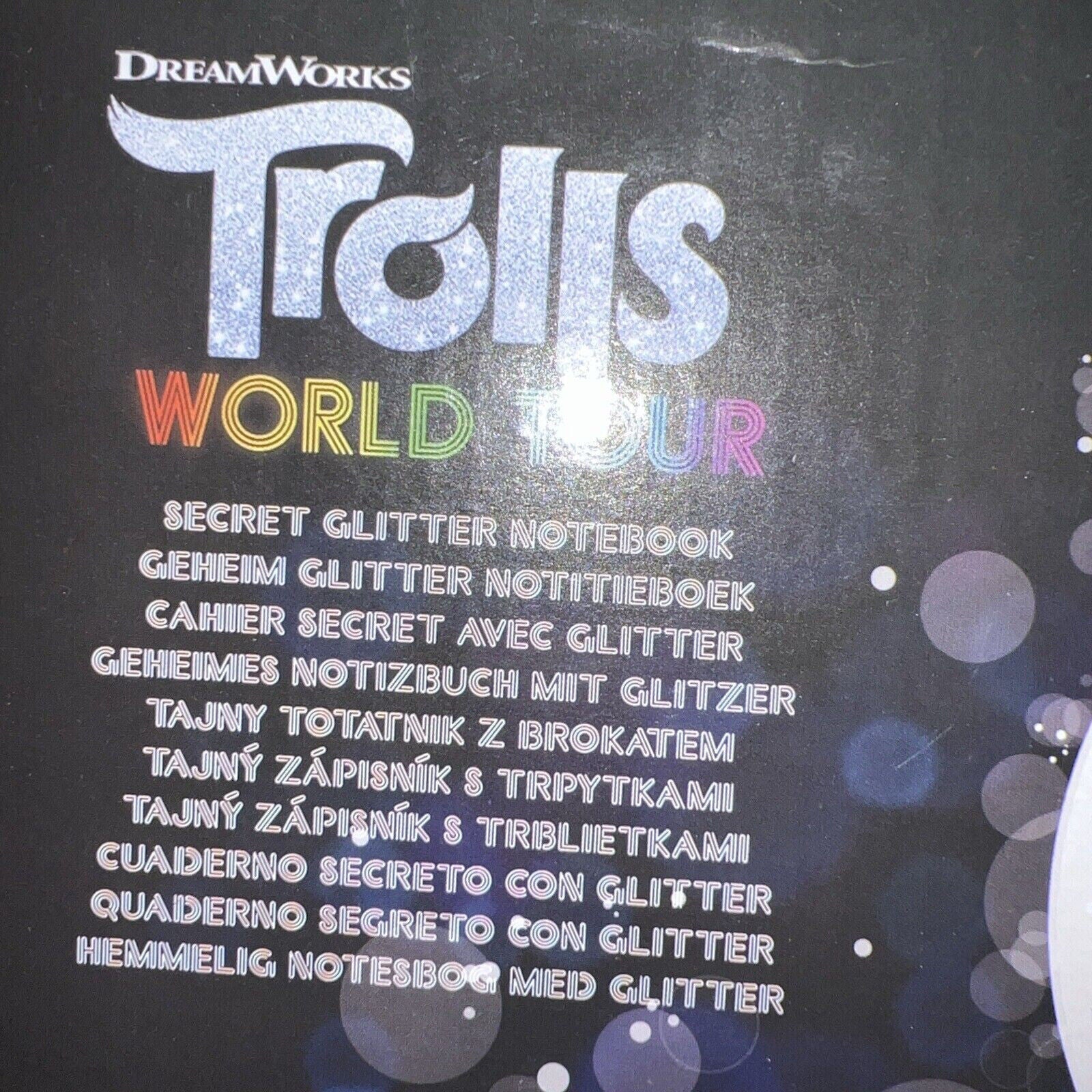 Trolls World Tour Secret Glitter Notebook Journal Double Sided Sequin Cover Pen