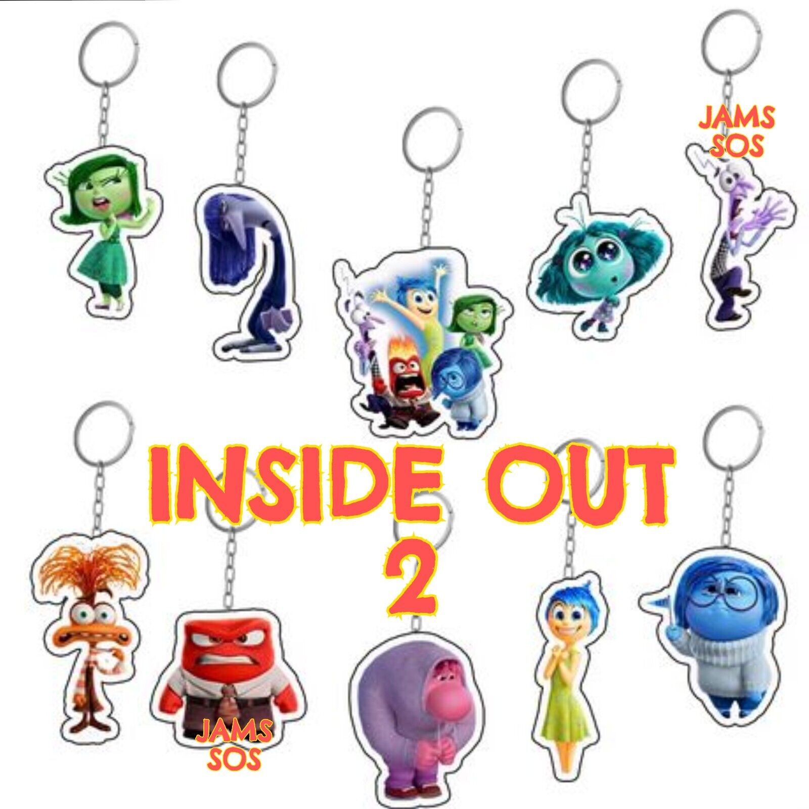 INSIDE OUT 2 Keyring BagTag Dangle Keychain ANXIETY ENVY ACRYLIC ENNUI NETFLIX